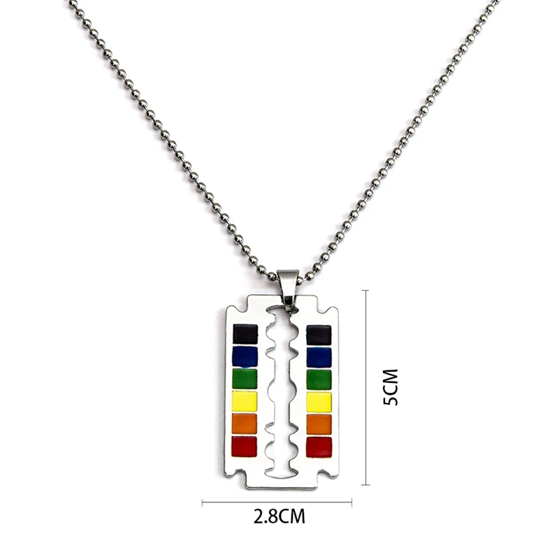 Stainless Steel Rainbow Safety Razor Blade Pendant Necklace Rainbow Creativity Hip Hop Pride Love Necklaces Jewelry
Stainless Steel Rainbow Safety Razor Blade Pendant Necklace Rainbow Creativity Hip Hop Pride Love Necklaces Jewelry