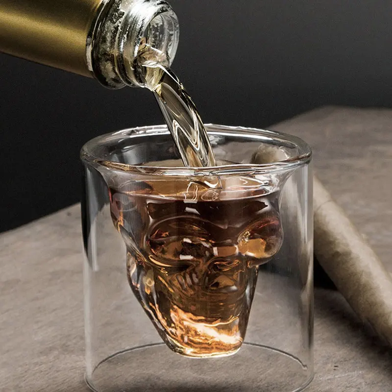 

Coffee Mug Double-Layered Transparent Crystal Skull Head Glass Cup For Household Whiskey Wine Vodka Bar Club Beer