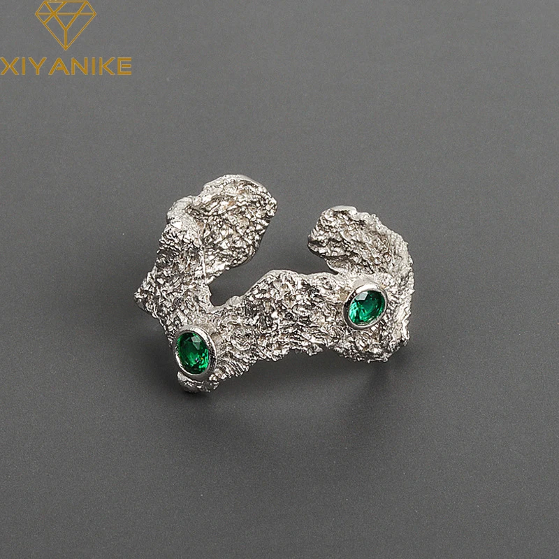 XIYANIKE Silver Color 2021 New Arrival Irregular Shape Green Zircon Ring Female Rough Unique Design Lava Texture Party
XIYANIKE Silver Color 2021 New Arrival Irregular Shape Green Zircon Ring Female Rough Unique Design Lava Texture Party