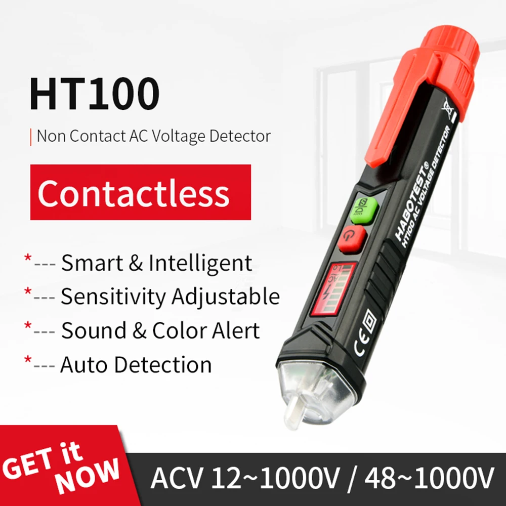 12-1000V Current Electric Sensor Pen Sensor Tester Intelligent Meter Tester Non-contact Pen HT100E Alarm AC Voltage Detector
12-1000V Current Electric Sensor Pen Sensor Tester Intelligent Meter Tester Non-contact Pen HT100E Alarm AC Voltage Detector