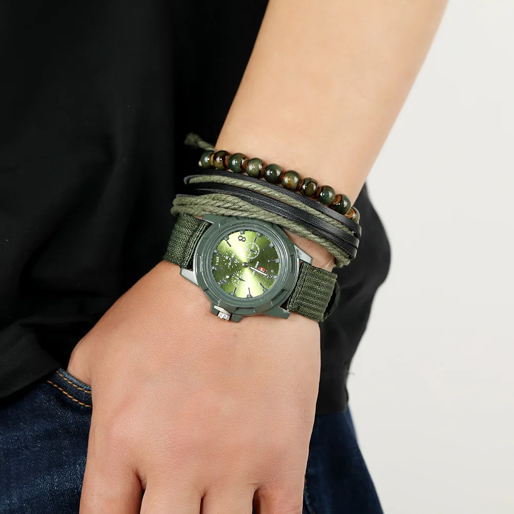 Fashion Sports Watch Bracelet three piece combination set camouflage, sea, land and air men's Watch Bracelet 
Fashion Sports Watch Bracelet three piece combination set camouflage, sea, land and air men's Watch Bracelet