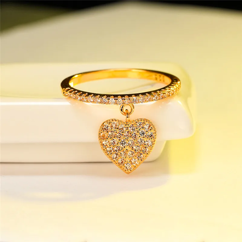 Dainty Female White Crystal Pendant Ring Charm rose gold color Wedding Rings For Women Cute Bridal Love Heart Engagement Ring
Dainty Female White Crystal Pendant Ring Charm rose gold color Wedding Rings For Women Cute Bridal Love Heart Engagement Ring