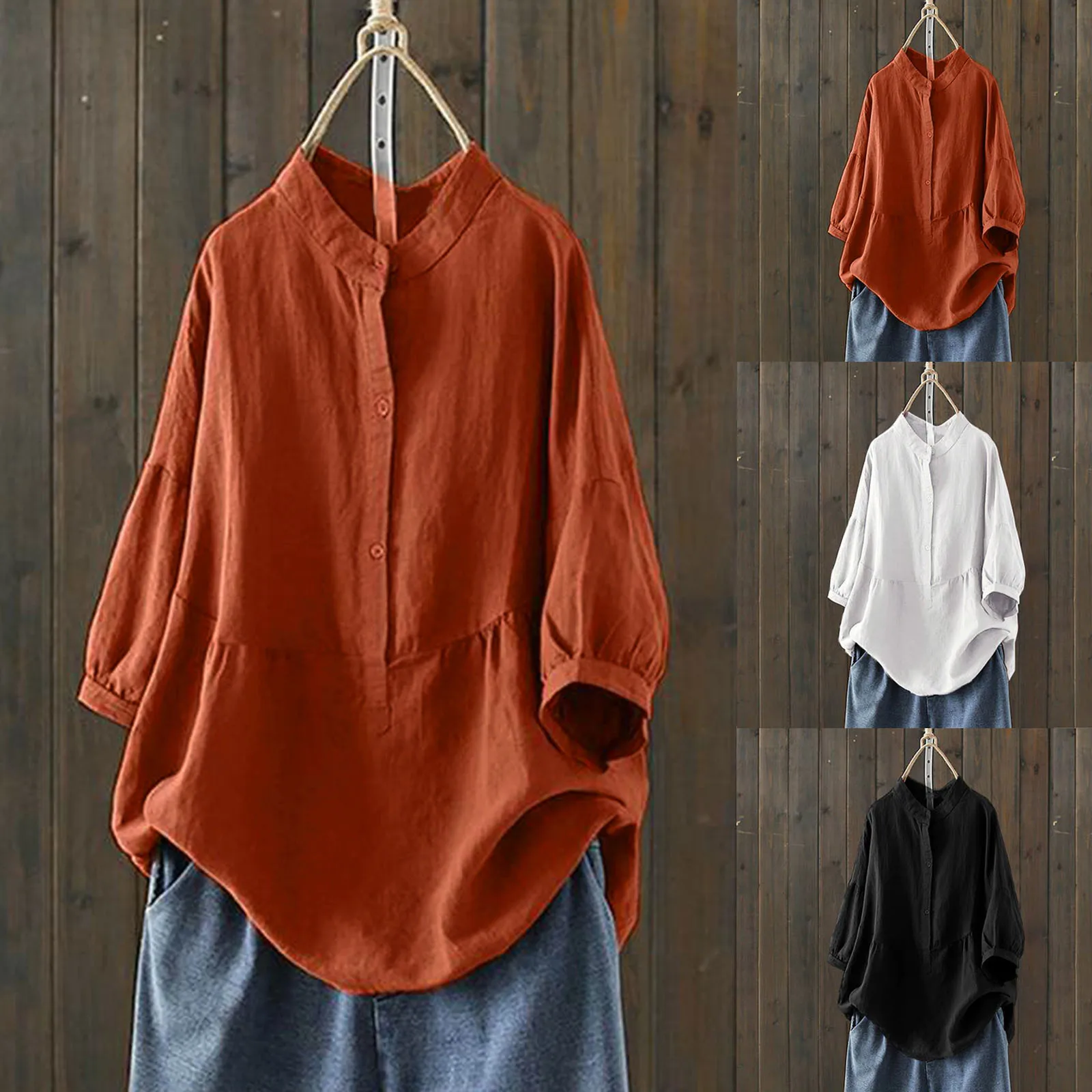 Vintage Solid Color Half Cardigan Blouses Women Stand Casual Button Batwing Sleeve Pullover Top Shirt Blouse Blusas De Mujer
Vintage Solid Color Half Cardigan Blouses Women Stand Casual Button Batwing Sleeve Pullover Top Shirt Blouse Blusas De Mujer