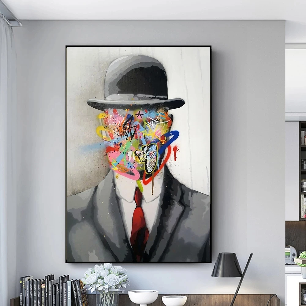 Modern Graffiti Art of MAGRITTE Poratait Canvas Posters Son of Man Paintings on The Wall Street Art Pictures for Home Decor
Modern Graffiti Art of MAGRITTE Poratait Canvas Posters Son of Man Paintings on The Wall Street Art Pictures for Home Decor