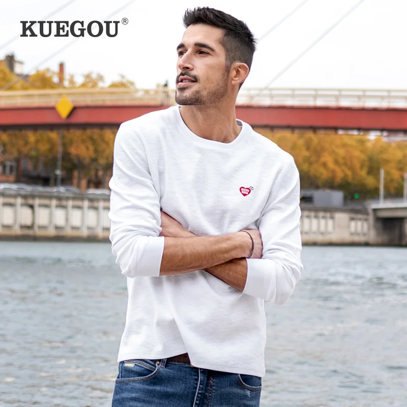 KUEGOU 2022 Spring Cotton Lette White T Shirt Men Slim Tshirt Brand Long Sleeve T-Shirt For Male Wear Plus Size Tee Tops 88130
KUEGOU 2022 Spring Cotton Lette White T Shirt Men Slim Tshirt Brand Long Sleeve T-Shirt For Male Wear Plus Size Tee Tops 88130