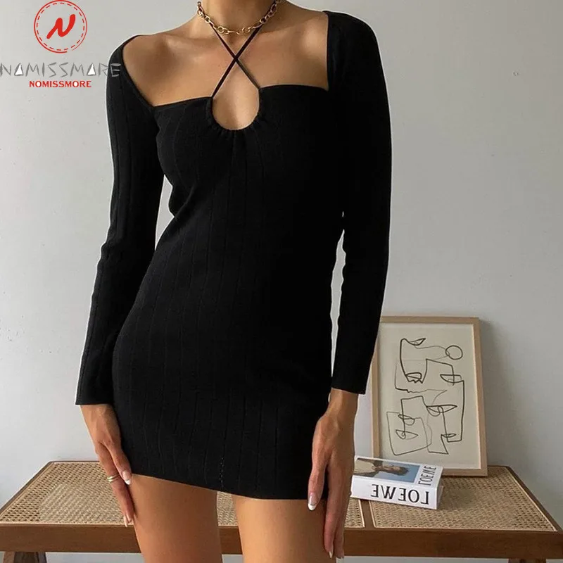 Sexy Women Solid Color Pencil Dress for Night Club Patchwork Design Halter V-Neck Long Sleeve High Waist Slim Hips Mini Dress
Sexy Women Solid Color Pencil Dress for Night Club Patchwork Design Halter V-Neck Long Sleeve High Waist Slim Hips Mini Dress