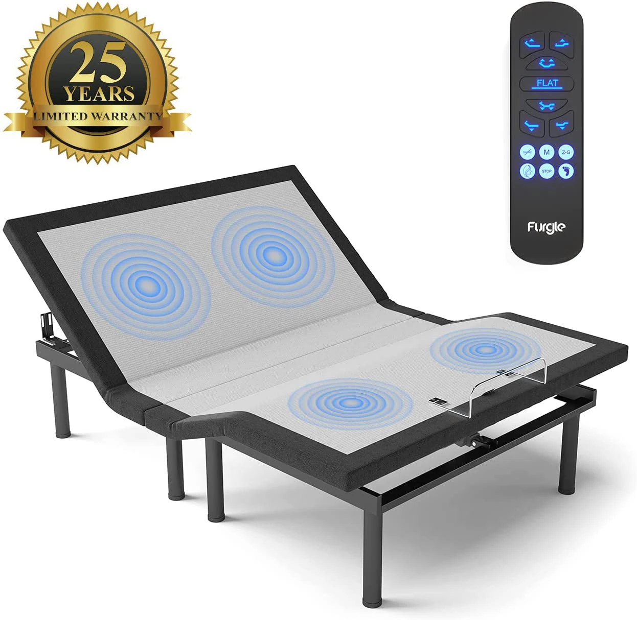 7-Zone Smart Adjustable Bed Base Ergonomic Zero Gravity Massage Bed Frame with Wireless Remote for Pregnancy / Elderly / Surgery
7-Zone Smart Adjustable Bed Base Ergonomic Zero Gravity Massage Bed Frame with Wireless Remote for Pregnancy / Elderly / Surgery