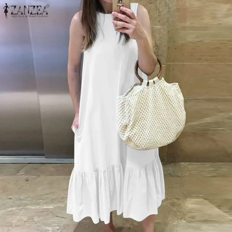 Женский летний сарафан с оборками ZANZEA 2022 без рукавов, женское праздничное однотонное платье большого размера
Женский летний сарафан с оборками ZANZEA 2022 без рукавов, женское праздничное однотонное платье большого размера