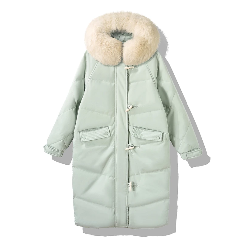 LY VAREY LIN New Winter Women Snow Long Jacket Big Real Fur Hooded 90% White Duck Down Coat Thick Warm Horn Button Loose Outwear
LY VAREY LIN New Winter Women Snow Long Jacket Big Real Fur Hooded 90% White Duck Down Coat Thick Warm Horn Button Loose Outwear