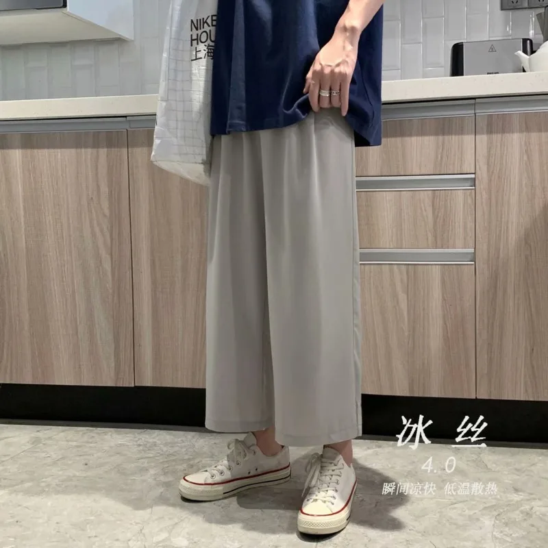 Summer Thin Casual Pants Men's Fashion Black Gray Wide-leg Pants Men Streetwear Loose Breathable Ice Silk Pants Mens M-2XL
Summer Thin Casual Pants Men's Fashion Black Gray Wide-leg Pants Men Streetwear Loose Breathable Ice Silk Pants Mens M-2XL