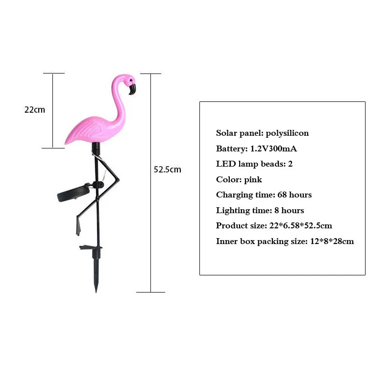Hot-selling solar flamingo light outdoor waterproof household garden lawn courtyard landscape decorative light
Hot-selling solar flamingo light outdoor waterproof household garden lawn courtyard landscape decorative light