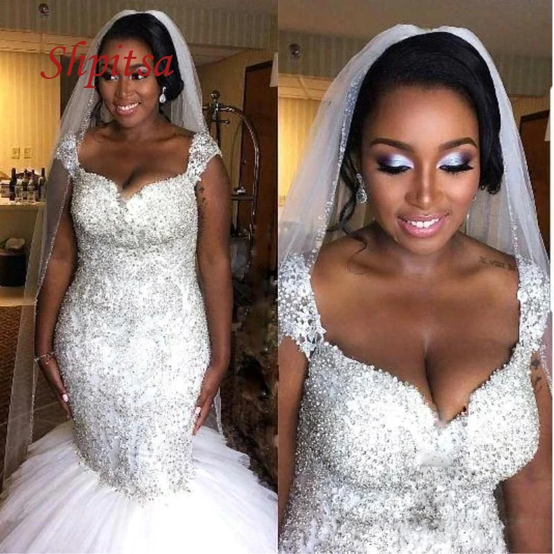 Luxury Crystals Wedding Dresses Mermaid Plus Size White Ivory Sexy Women African Bridal Bride Dresses
Luxury Crystals Wedding Dresses Mermaid Plus Size White Ivory Sexy Women African Bridal Bride Dresses