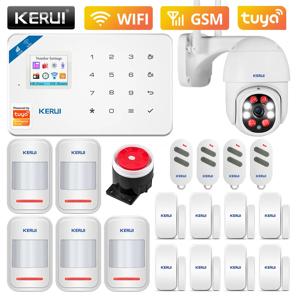 KERUI W181 WiFi GSM Smart Home Security Alarm 1.7 Inch TFT Color Screen Tuya APP Control Burglar Motion Detector Door Sensor Kit
KERUI W181 WiFi GSM Smart Home Security Alarm 1.7 Inch TFT Color Screen Tuya APP Control Burglar Motion Detector Door Sensor Kit