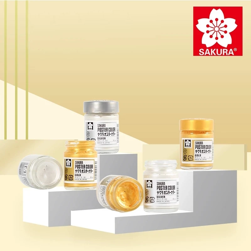 Sakura Gouache Paint Poster Color Golden/Silver Opaque Paint 30ML Made in Japan
Sakura Gouache Paint Poster Color Golden/Silver Opaque Paint 30ML Made in Japan