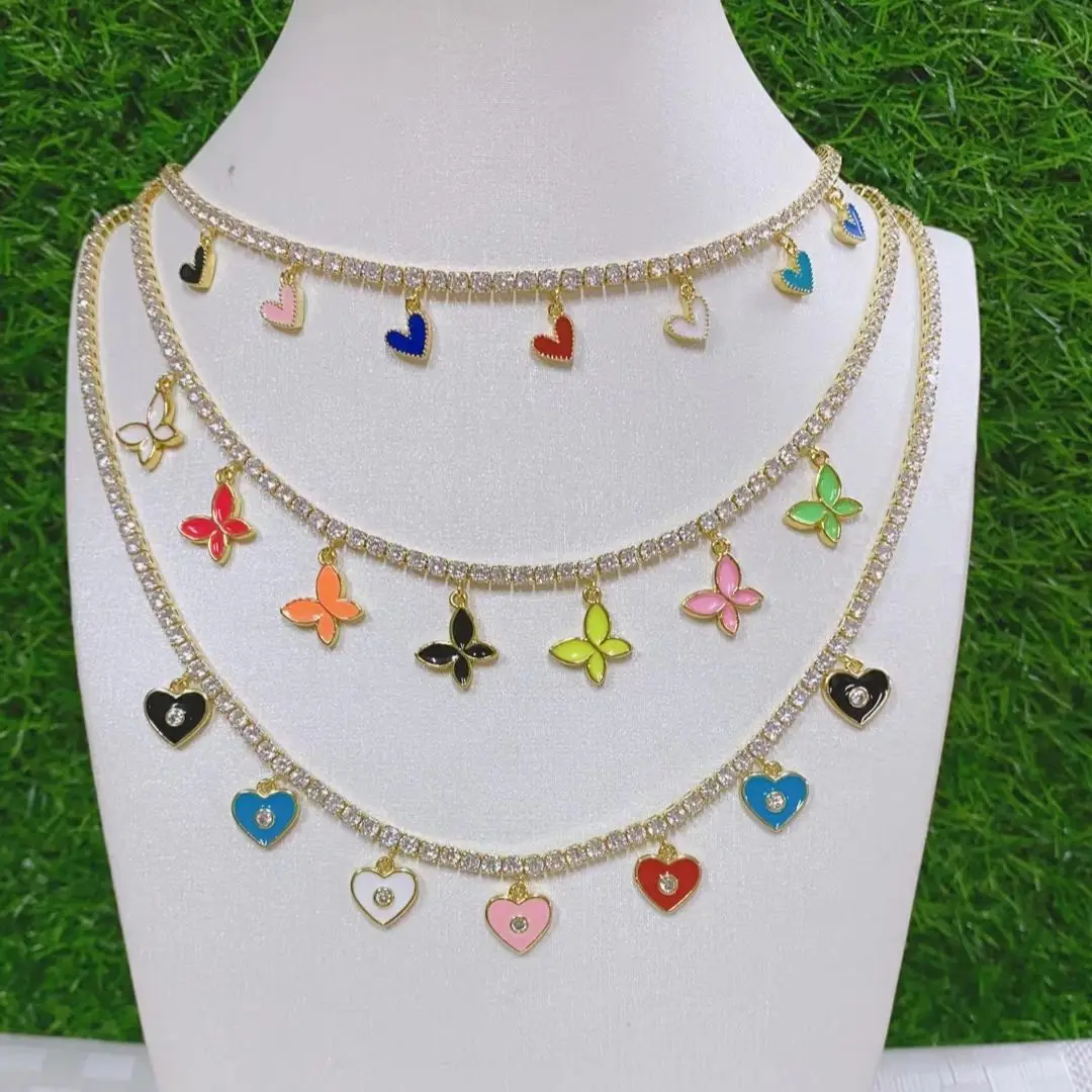 5PCS, Cute Heart Butterfly Enamel Pendant Necklaces for Women Fashion Moon Heart Necklaces Wedding Jewelry Chain Choker Collier
5PCS, Cute Heart Butterfly Enamel Pendant Necklaces for Women Fashion Moon Heart Necklaces Wedding Jewelry Chain Choker Collier