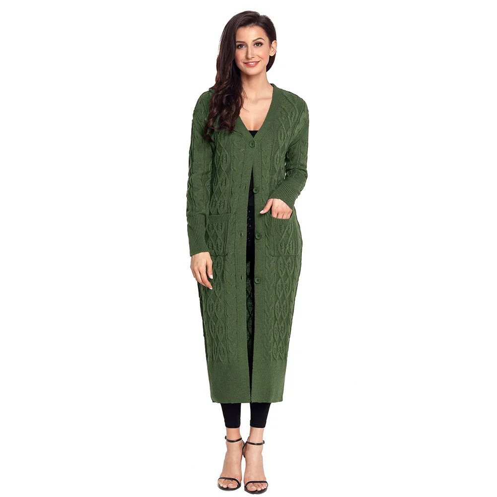 Amazon Cross-border Women's Autumn And Winter New Solid Color Cardigan Long-sleeved Long Section Leisure Knit Sweater 27781
Amazon Cross-border Women's Autumn And Winter New Solid Color Cardigan Long-sleeved Long Section Leisure Knit Sweater 27781