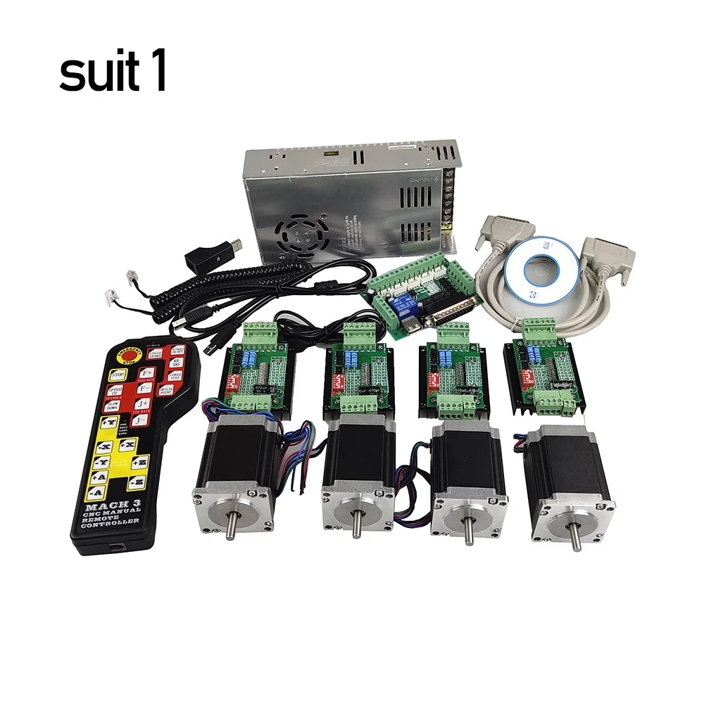 CNC 4-axis mach3 controller kit , Nema23 76mm 3A stepping motor + CNC 4-axis TB6560 stepping motor driver + mach3 handwheel
CNC 4-axis mach3 controller kit , Nema23 76mm 3A stepping motor + CNC 4-axis TB6560 stepping motor driver + mach3 handwheel