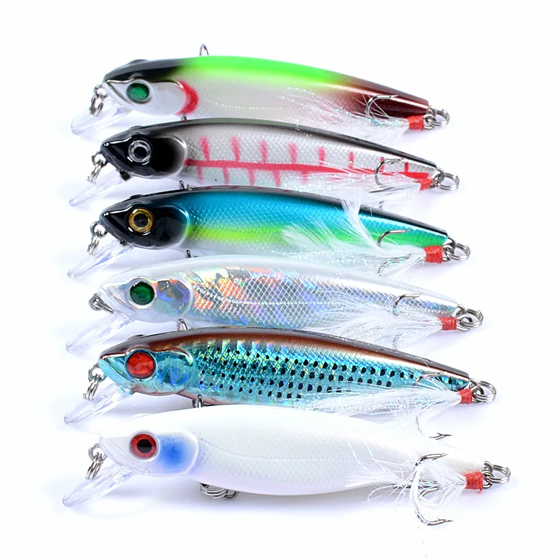 8g Fishing Lures Wobblers with Feather Hooks Crankbait Floating Minnow 7.5cm Swimbait Artificial Fishing Bait Pike Bass Jerkbait
8g Fishing Lures Wobblers with Feather Hooks Crankbait Floating Minnow 7.5cm Swimbait Artificial Fishing Bait Pike Bass Jerkbait