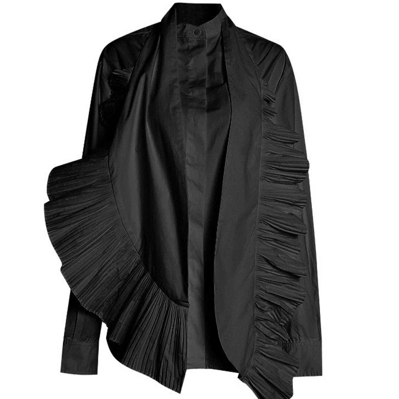 ruffles pleated single breasted shirt female blouse 2021 ew spring and summer fashion women clothing bow collar
ruffles pleated single breasted shirt female blouse 2021 ew spring and summer fashion women clothing bow collar