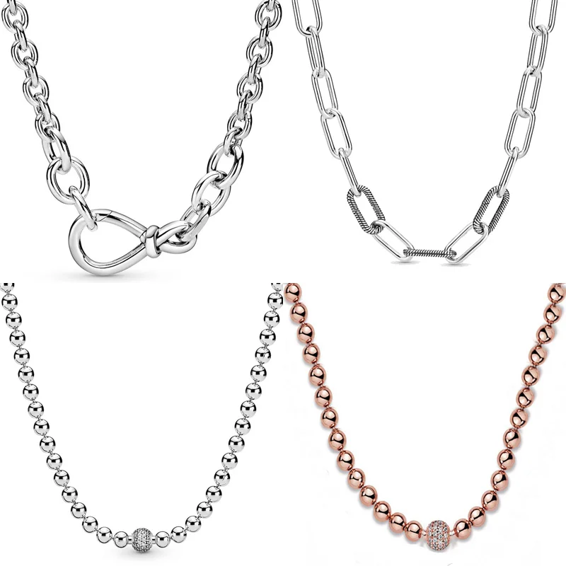 Original Chunky Infinity Knot Beads Sliding Me Link Snake Chain Necklace For fashion 925 Sterling Silver Bead Charm DIY Jewelry
Original Chunky Infinity Knot Beads Sliding Me Link Snake Chain Necklace For fashion 925 Sterling Silver Bead Charm DIY Jewelry