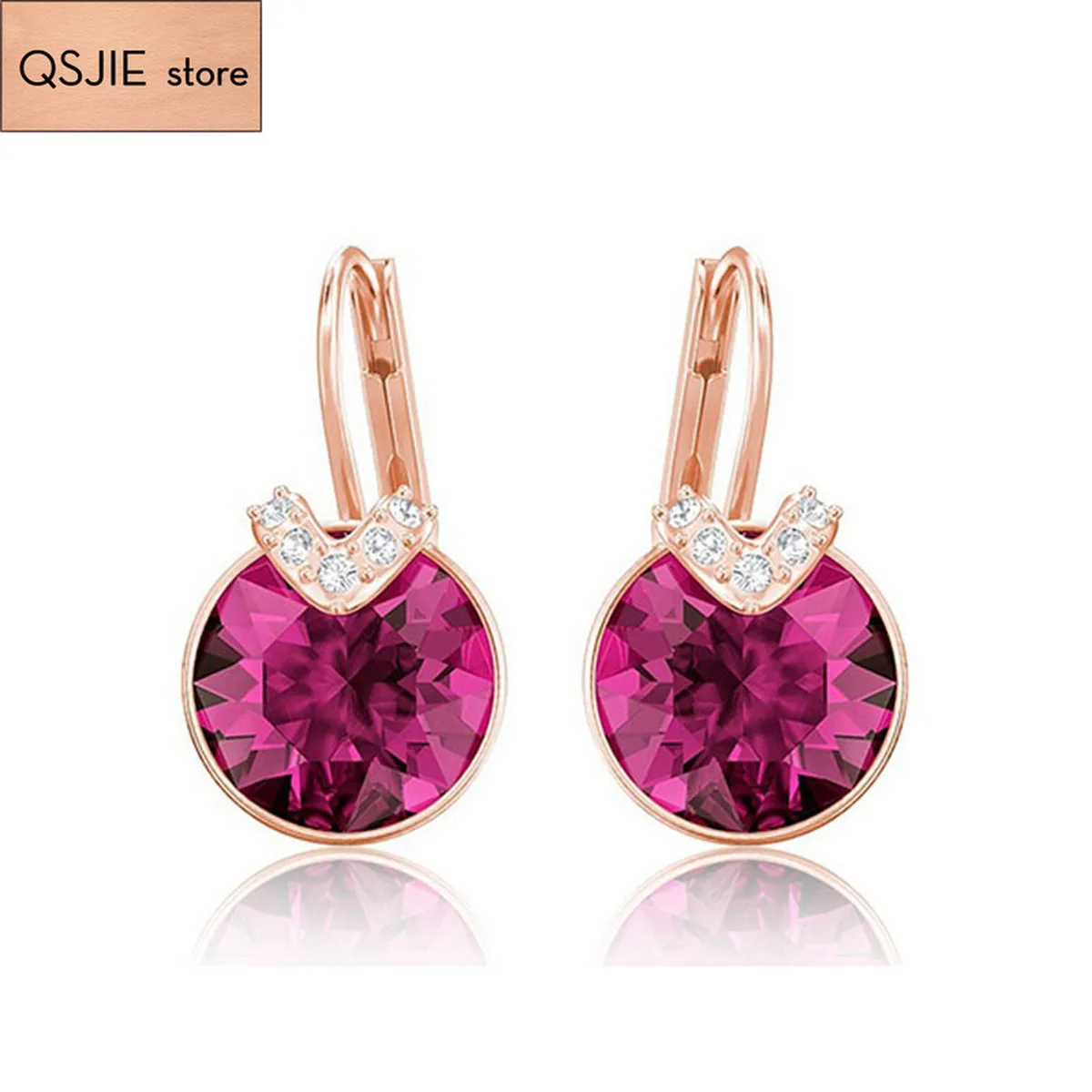 

QSJIE High quality SWA simple Bella crystal new earrings Charming fashion jewelry