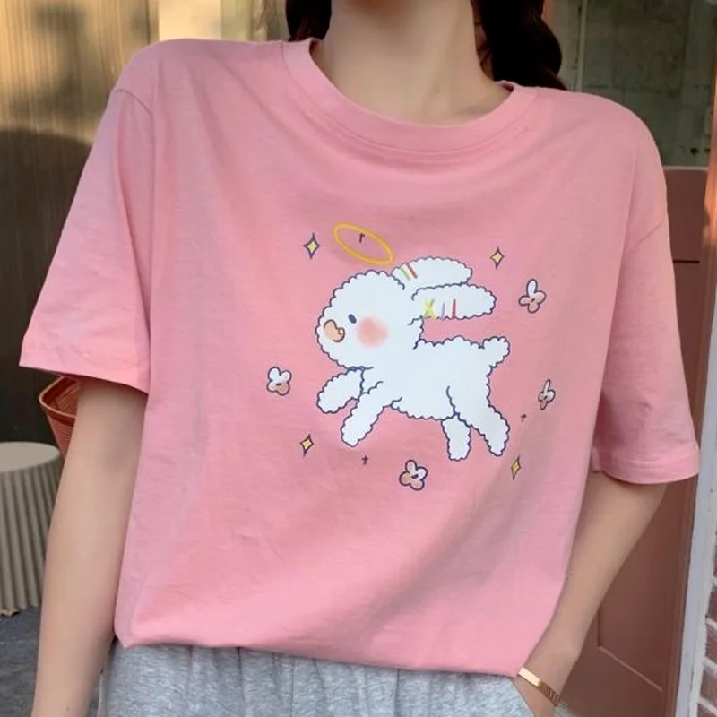 Women Japanese Style Cute Kawaii Cartoon Print Short Sleeve T-shirt Soft Girl Harajuku Summer Pink Top Women Tee Shirts 2021
Women Japanese Style Cute Kawaii Cartoon Print Short Sleeve T-shirt Soft Girl Harajuku Summer Pink Top Women Tee Shirts 2021
