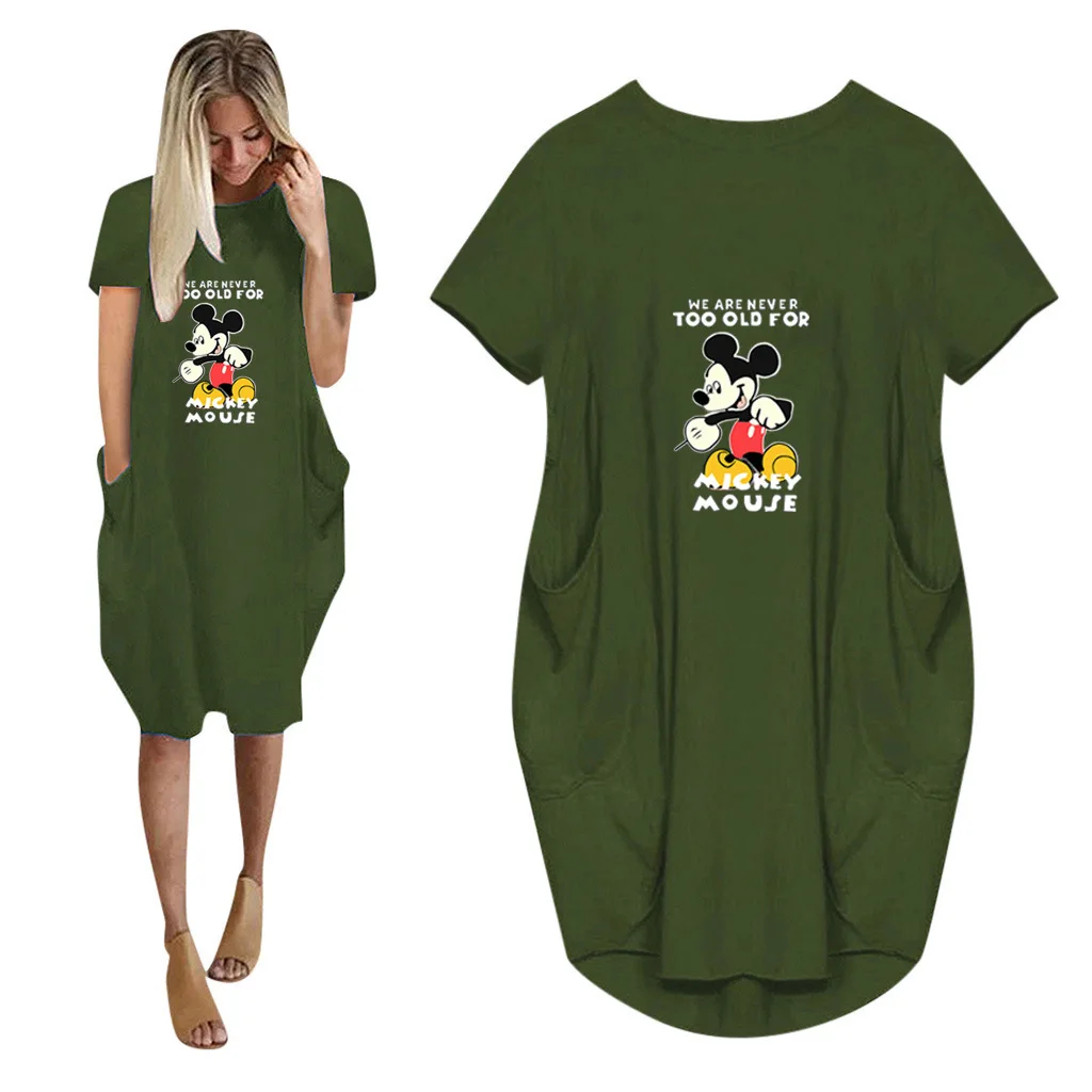 Disney Women Loose Dresses Mickey Mouse Short Sleeve Summer Dress Loose Robes Femme Party Casual Vestidoes Streetwear
Disney Women Loose Dresses Mickey Mouse Short Sleeve Summer Dress Loose Robes Femme Party Casual Vestidoes Streetwear
