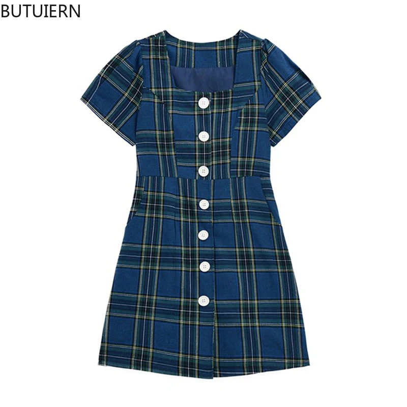 Plaid Cardigan Crop Mini Dress Women 2021 Summer New Short Sleeve Dresses Korean Female Casual Vintage Preppy Style Vestidos
Plaid Cardigan Crop Mini Dress Women 2021 Summer New Short Sleeve Dresses Korean Female Casual Vintage Preppy Style Vestidos