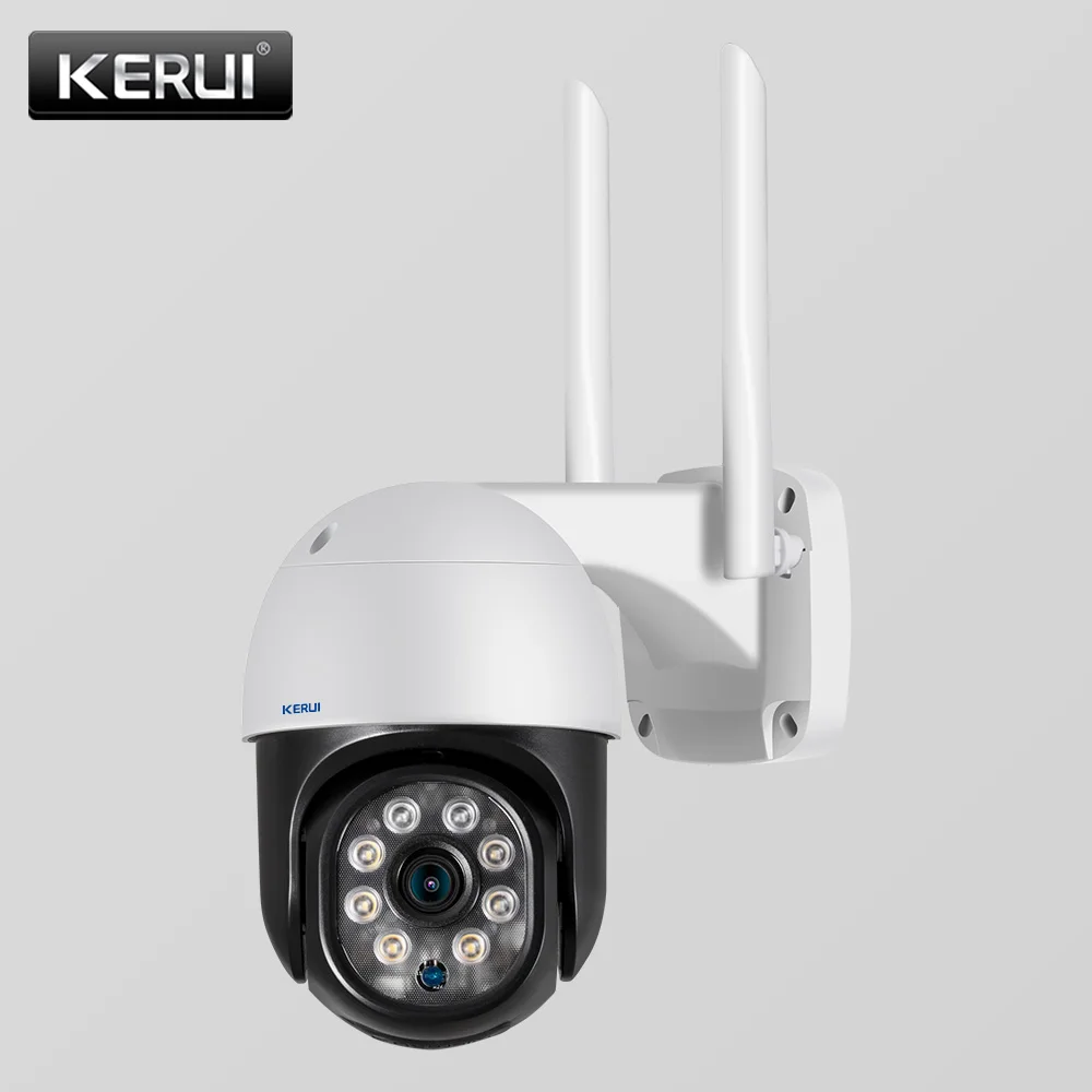 KERUI 2MP WiFi Smart Camera PTZ AI Human Detection IP65 Waterproof DIY Alarm IR Speed Dome Security Camera for Home ICSEE