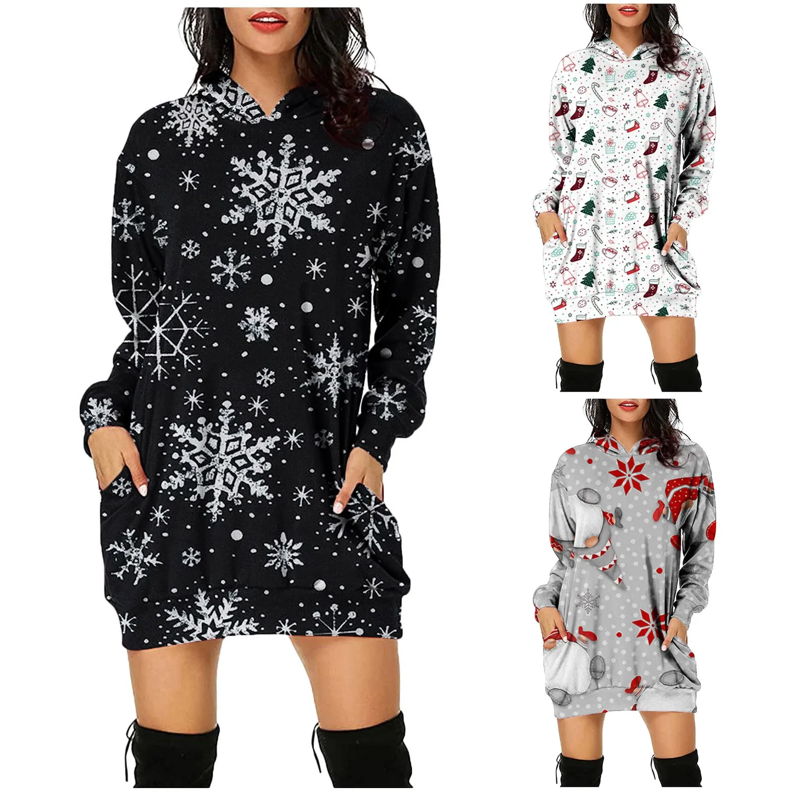 Women Christmas Dresses Festival Clothes 2021 Winter Fashion Casual Christmas Print Hooded Pockets Short Sweatshirt Dress Female
Women Christmas Dresses Festival Clothes 2021 Winter Fashion Casual Christmas Print Hooded Pockets Short Sweatshirt Dress Female