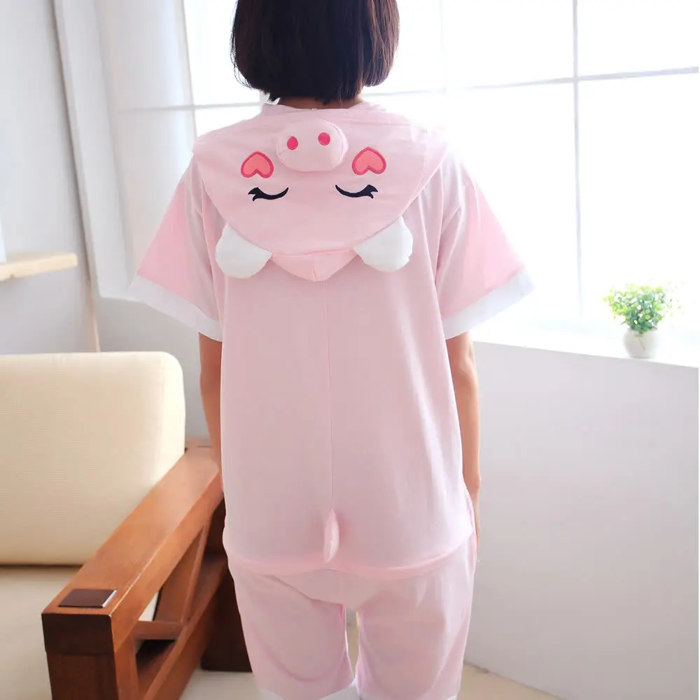 

Boy Girl Summer Cotton Pajama Kigurumi Pig Pijama For Women Men Onesie Adult Animal Anime Family Sleepwear Cosplay Pyjama Kids