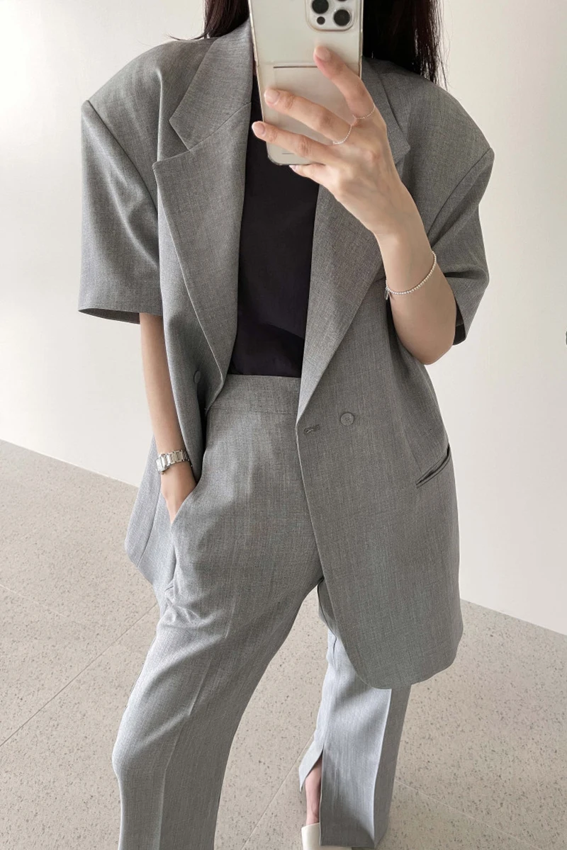Summer Korean Chic Loose Two Button Linen Blazer Coat High Waist Straight Casual Split Trousers Pant Suits For Women 2 Piece Set
Summer Korean Chic Loose Two Button Linen Blazer Coat High Waist Straight Casual Split Trousers Pant Suits For Women 2 Piece Set