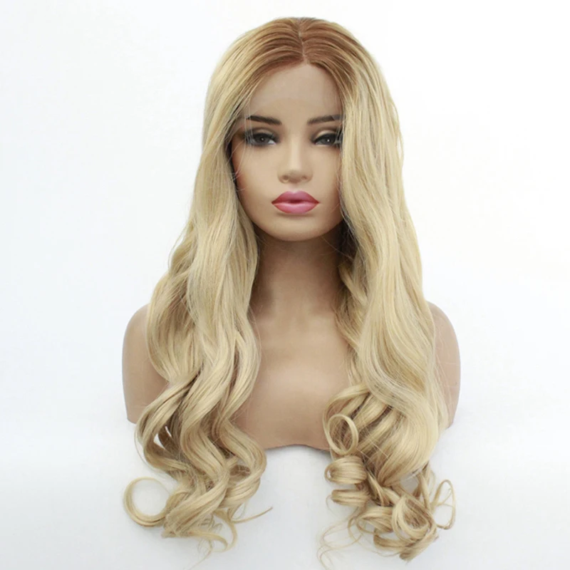 Парики с темными корнями 4/613 # Mix 27 Body Wave Омбре Длинные Синтетические парики на
