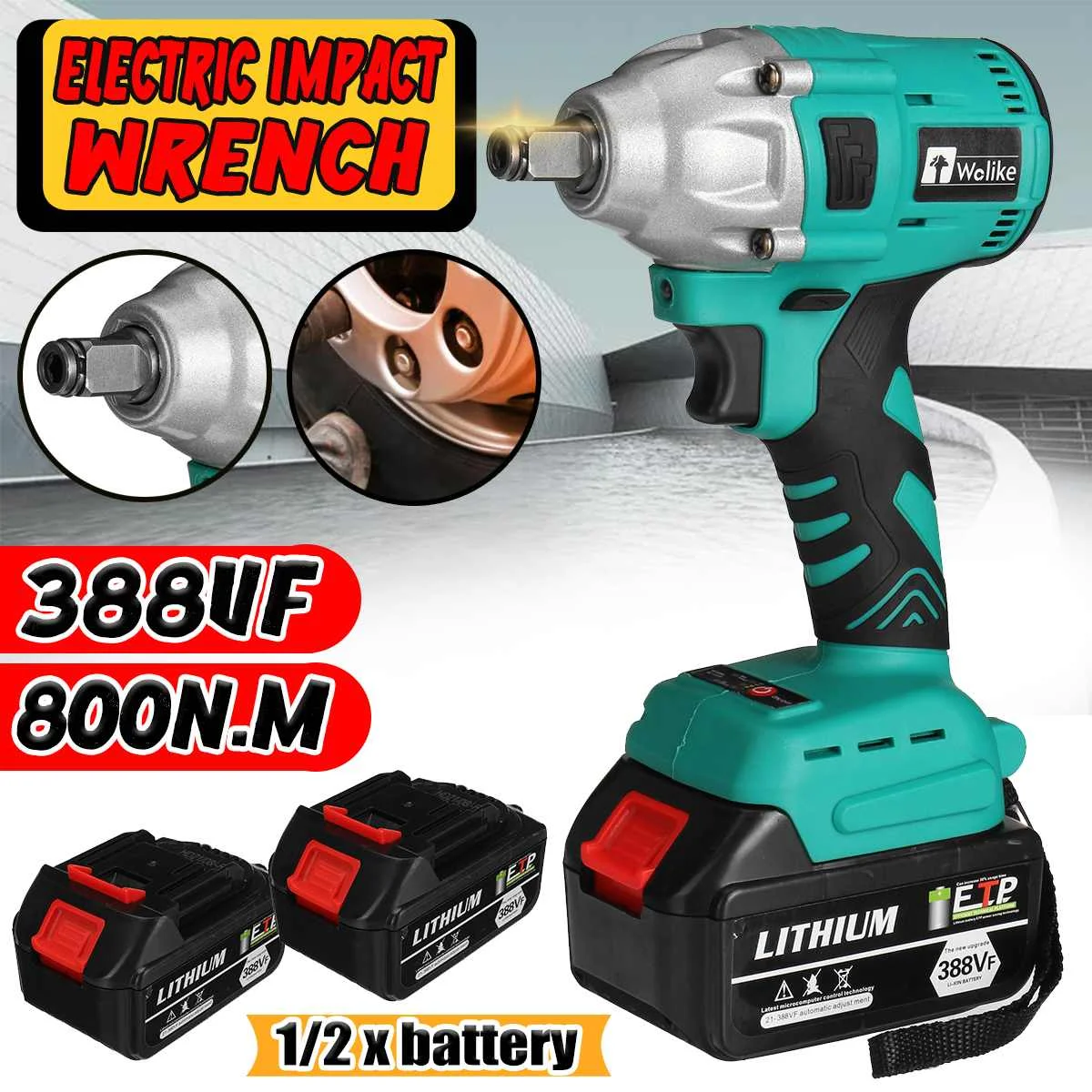 800N.m 388VF Brushless Cordless Electric Impact Wrench 1/2 inch Wrench Power Tools For Makita 18V Battery Electric Wrench
800N.m 388VF Brushless Cordless Electric Impact Wrench 1/2 inch Wrench Power Tools For Makita 18V Battery Electric Wrench