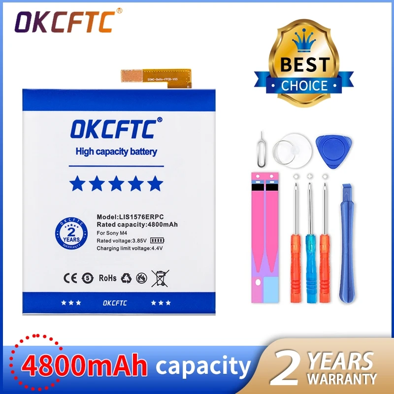 OKCFTC 4800mAh LIS1576ERPC Battery For SONY Xperia M4 Aqua E2303 E2333 E2353 E2306 E2312 E2363 AGPB014-A001 Battery
OKCFTC 4800mAh LIS1576ERPC Battery For SONY Xperia M4 Aqua E2303 E2333 E2353 E2306 E2312 E2363 AGPB014-A001 Battery