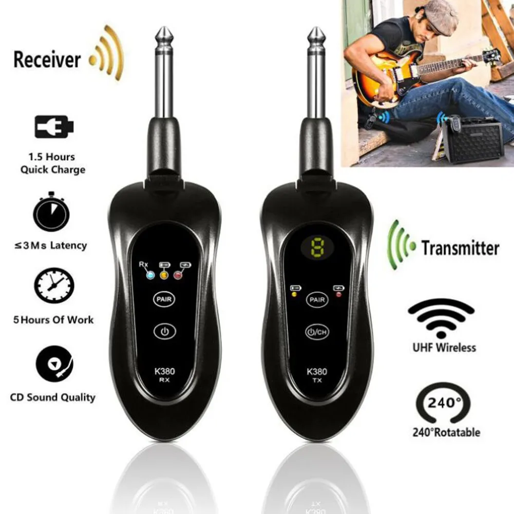 UHF Guitar Wireless System Transmitter Receiver USB Built-in Rechargeable Battery 10-channel Wireless Guitar Transmitter
UHF Guitar Wireless System Transmitter Receiver USB Built-in Rechargeable Battery 10-channel Wireless Guitar Transmitter