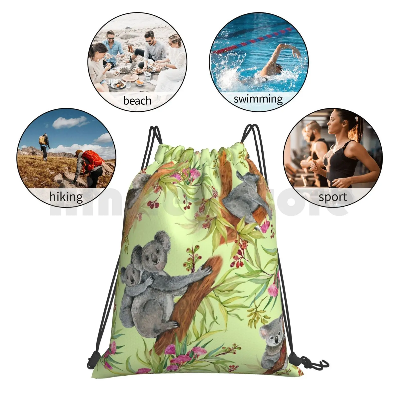 Cute Koala Backpack Drawstring Bag Riding Climbing Gym Bag Cute Bears Koala Animals Watercolor Seamless Pattern Australia 
Cute Koala Backpack Drawstring Bag Riding Climbing Gym Bag Cute Bears Koala Animals Watercolor Seamless Pattern Australia