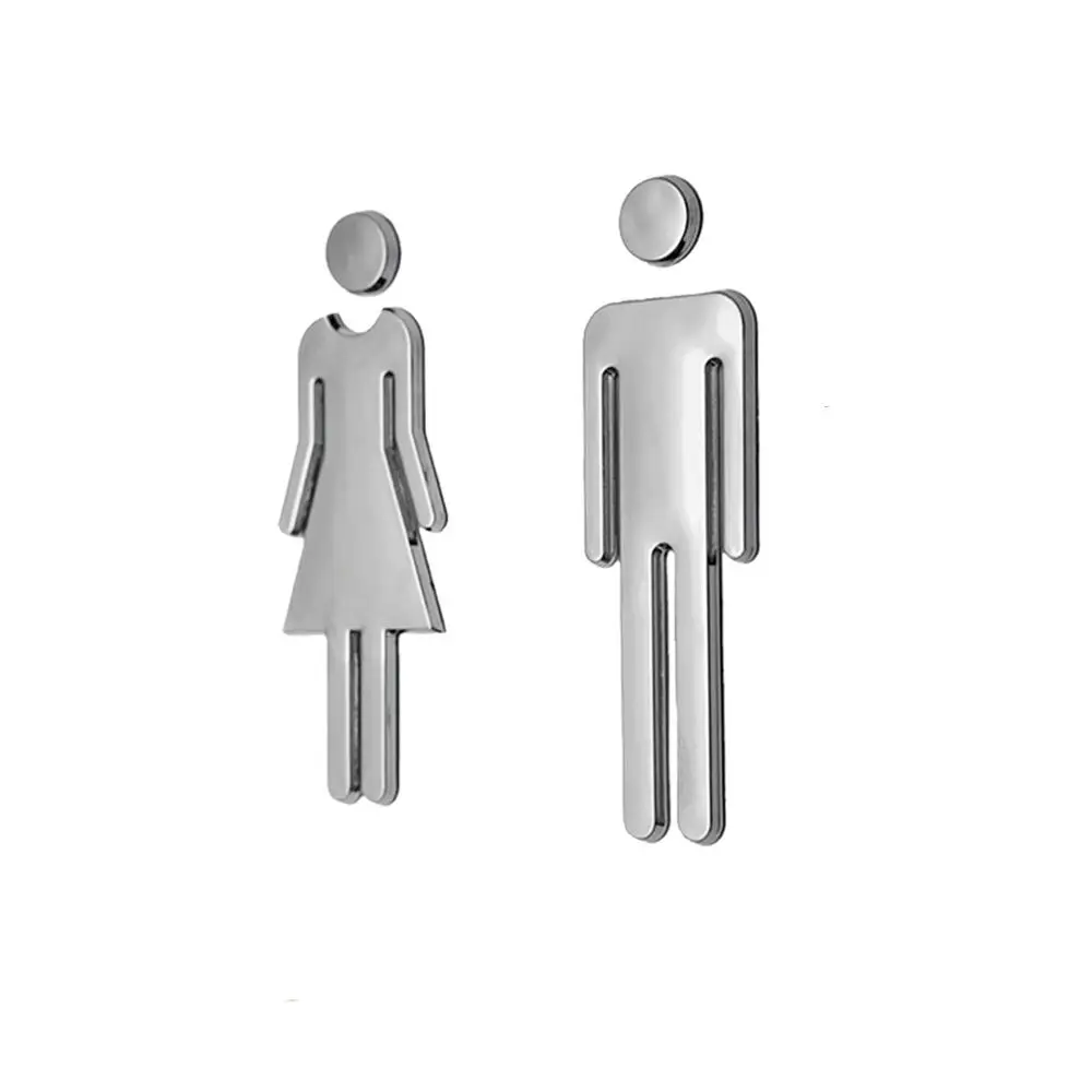 Pair Self Adhesive Bathroom Toilet Sign 3D Silver Man & Women Restroom Door Plate Stickers Indicator for Store Hotel Apartment
Pair Self Adhesive Bathroom Toilet Sign 3D Silver Man & Women Restroom Door Plate Stickers Indicator for Store Hotel Apartment
