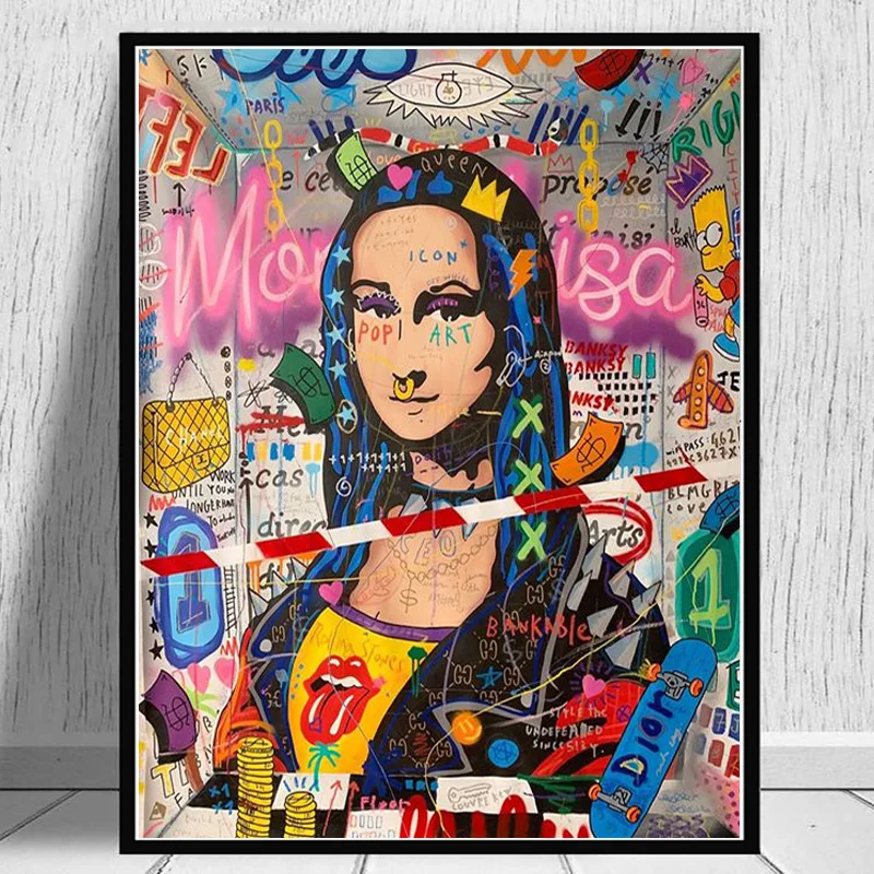 Mona Lisa Street Graffiti Art Posters and Prints Funny Canvas Painting on The Wall Art Picture for Living Room Home Decor
Mona Lisa Street Graffiti Art Posters and Prints Funny Canvas Painting on The Wall Art Picture for Living Room Home Decor