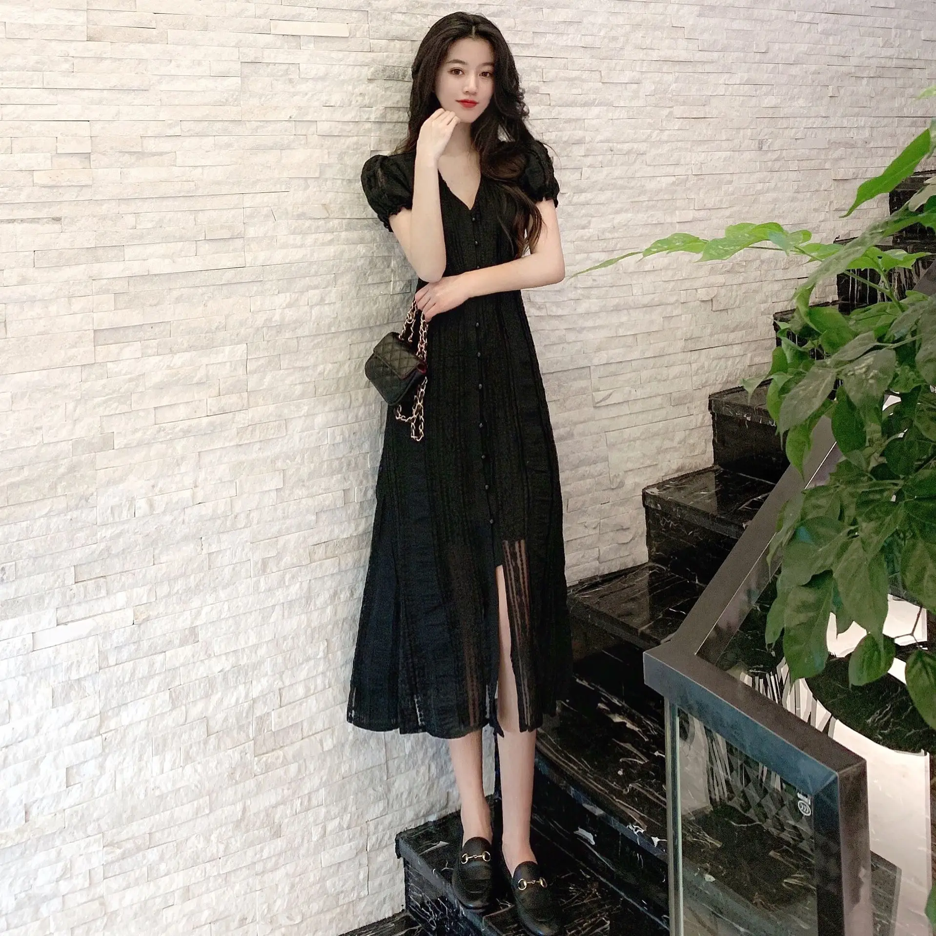 COIGARSAM Lace Women dress Puff Sleeve Hollow Out Dresses White Black 7962
COIGARSAM Lace Women dress Puff Sleeve Hollow Out Dresses White Black 7962