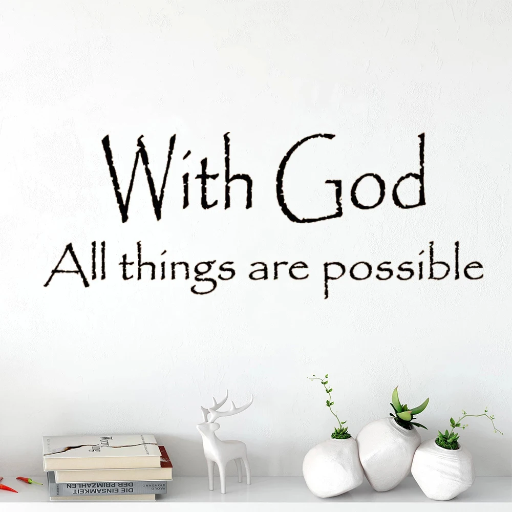 With God All Things Are Possible Quotes Inspirational Wall Stickers Vinyl Proverbs For Home Decoration Decals Wallpaper DW20759
With God All Things Are Possible Quotes Inspirational Wall Stickers Vinyl Proverbs For Home Decoration Decals Wallpaper DW20759