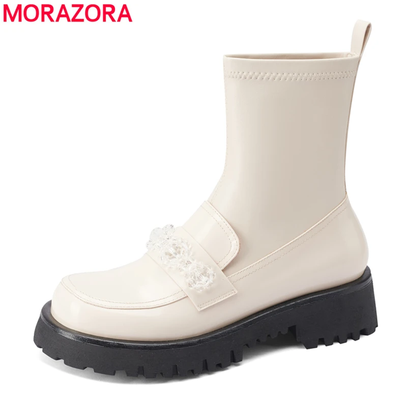 MORAZORA Plus Size 34-43 Genuine Leather Ankle Boots Women Shoes White Black Square Heels Chelsea Boots Ladies Shoes Party
MORAZORA Plus Size 34-43 Genuine Leather Ankle Boots Women Shoes White Black Square Heels Chelsea Boots Ladies Shoes Party