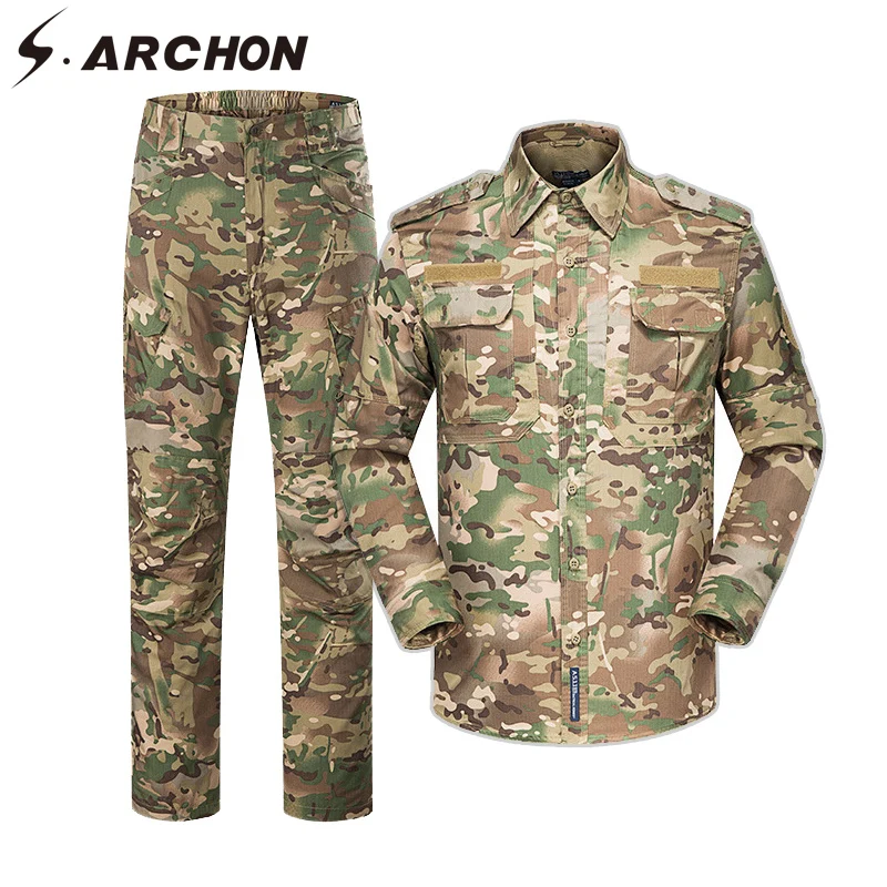 S.ARCHON Tactical Camouflage Uniform Suit Military Shirt Cargo Pants Multi Pockets Durable Working Army Soldier Jacket Clothing
S.ARCHON Tactical Camouflage Uniform Suit Military Shirt Cargo Pants Multi Pockets Durable Working Army Soldier Jacket Clothing