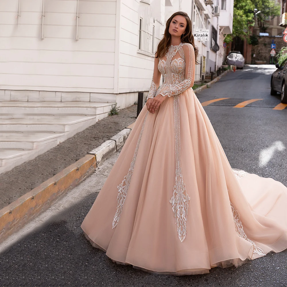 Champagne A Line Vestido De Noiva Floor Length Lace Up Long Sleeve Plus Size Beach Series Wedding Dresses Bridal Gown
Champagne A Line Vestido De Noiva Floor Length Lace Up Long Sleeve Plus Size Beach Series Wedding Dresses Bridal Gown