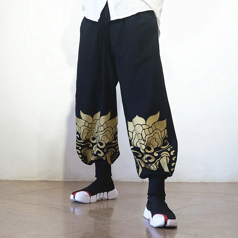 Chinese Traditional Wide Leg Trousers Black Plus Size Loose Linen Cotton Hanging Harem Pants Streetwear National Clothing KK3334
Chinese Traditional Wide Leg Trousers Black Plus Size Loose Linen Cotton Hanging Harem Pants Streetwear National Clothing KK3334