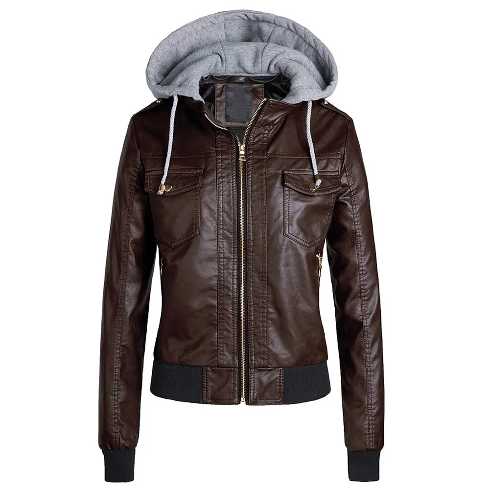 Plush Lining faux PU Leather Jacket Women hoodies Winter Autumn Motorcycle Jacket Detachable Hooded Women's Short Jacket
Plush Lining faux PU Leather Jacket Women hoodies Winter Autumn Motorcycle Jacket Detachable Hooded Women's Short Jacket