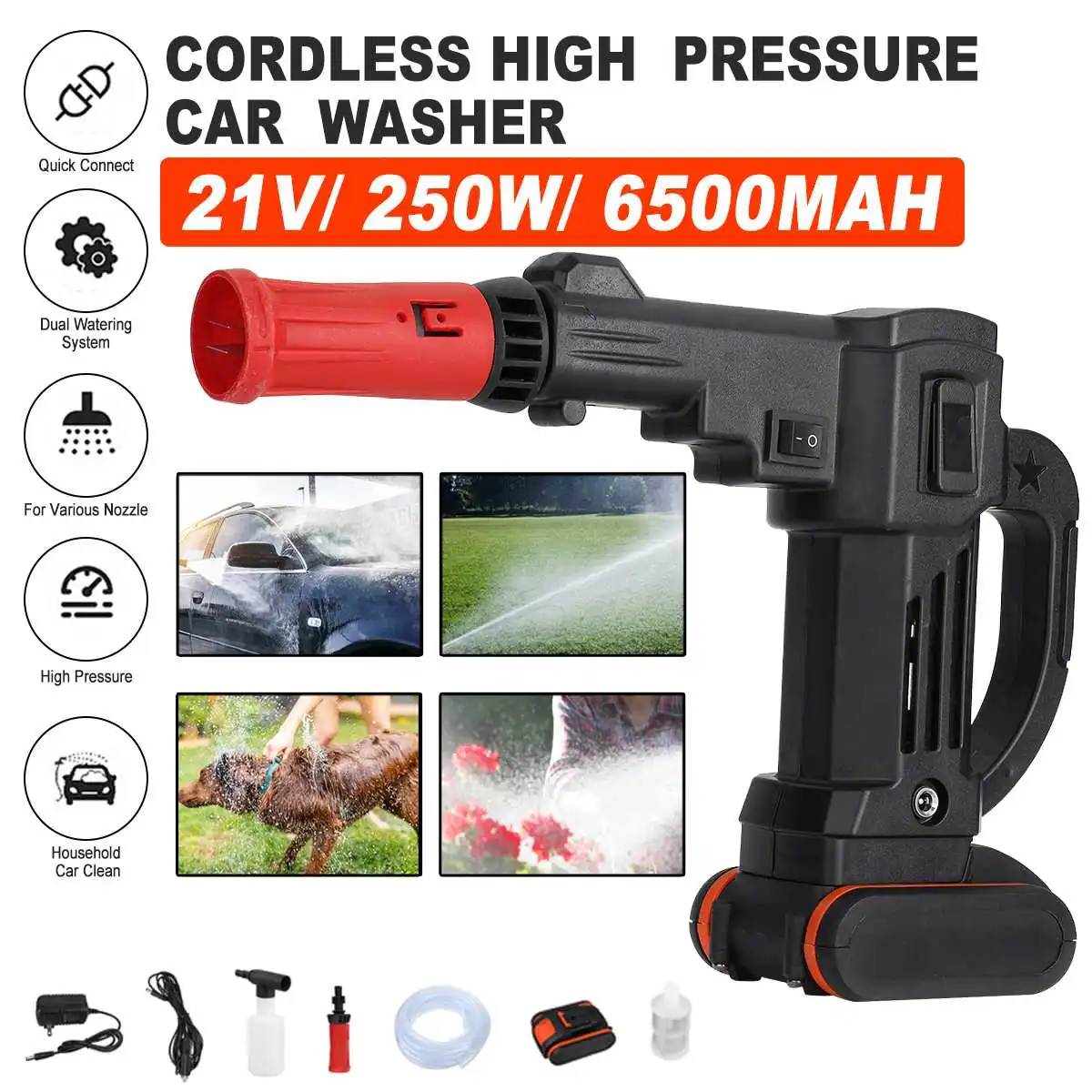 250W Cordless High Pressure Car Washer Gun Handheld Auto Spray Powerful Car Washer Garden Water Jet Battery
250W Cordless High Pressure Car Washer Gun Handheld Auto Spray Powerful Car Washer Garden Water Jet Battery