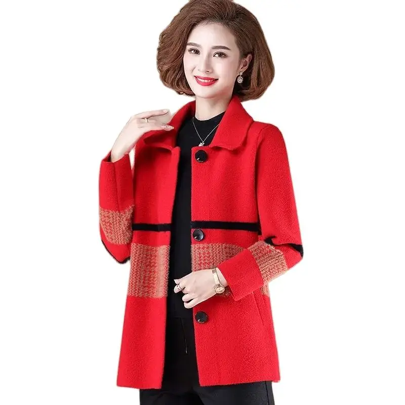 New 2021Middle-Aged Elderly Women's Coat knitting Cardigan Spring Autumn Single-Breasted Color Matching Woolen Ladies Jacket
New 2021Middle-Aged Elderly Women's Coat knitting Cardigan Spring Autumn Single-Breasted Color Matching Woolen Ladies Jacket