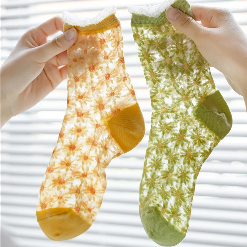 Japanese Style Flower Embroidery Women Socks Summer Ultra Thin Crystal Silk Socks Korean Fashion Kawaii Cute Socks
Japanese Style Flower Embroidery Women Socks Summer Ultra Thin Crystal Silk Socks Korean Fashion Kawaii Cute Socks