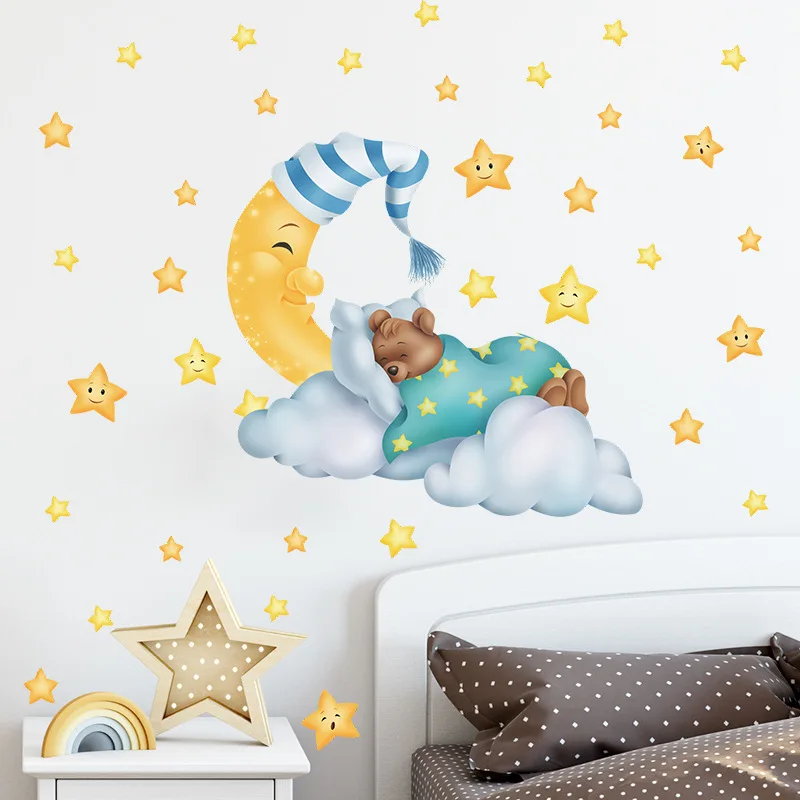 Cartoon Baby Room Wal Decoration Eco Friendly Wall Stickers For Kids Room Decoration Cute Bear On The Moon Self Adhesive Film
Cartoon Baby Room Wal Decoration Eco Friendly Wall Stickers For Kids Room Decoration Cute Bear On The Moon Self Adhesive Film